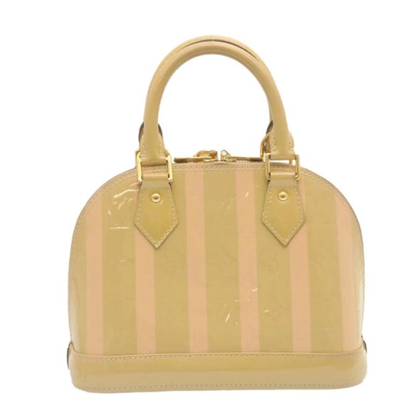 LOUIS VUITTON Vernis Rayures Alma BB Hand Bag 2way Beige - Picture 2 of 15
